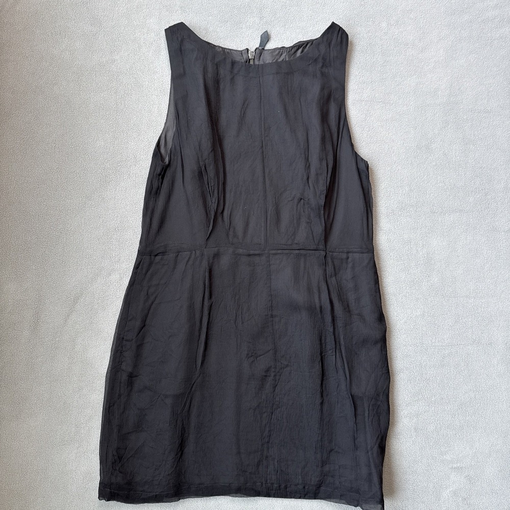 Rag and Bone Silk Shift Dress Womens 10 Black Sleeveless Cocktail Zip Back USA